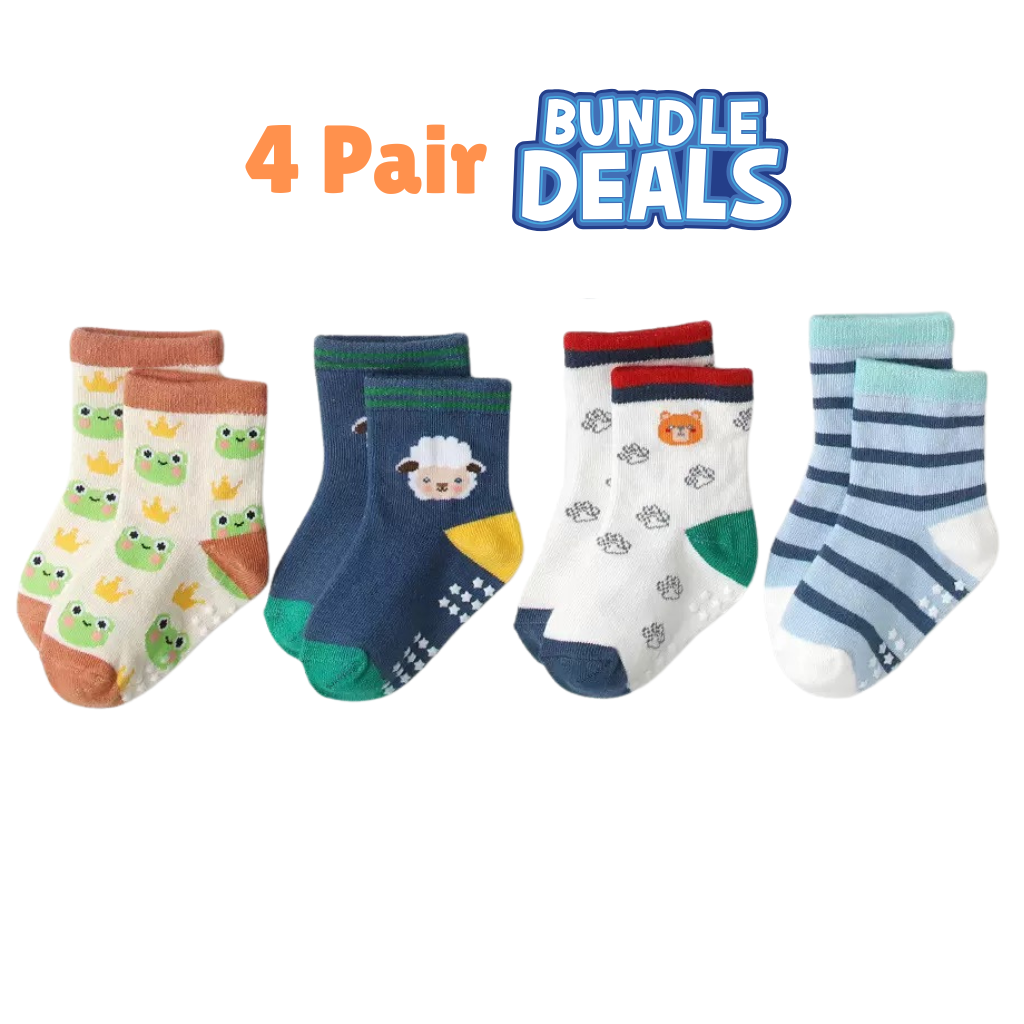 BASIQ Trendy Anti Slip Combed Cotton kids socks 4 pair Bundle 3