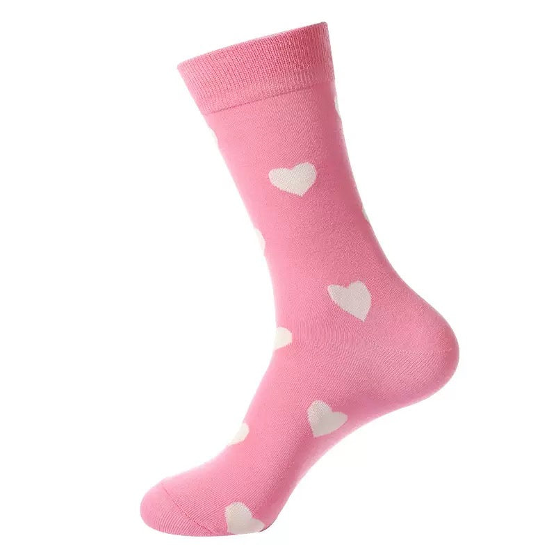 BASIQ Sweetheart Women's Cotton Crew Socks – Pink Hearts