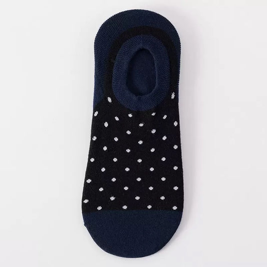 BASIQ Mid Night Polka dot No-Show Socks – Non-Slip Invisible Cotton Boat Socks