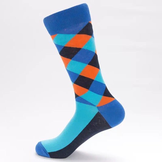 BASIQ Heritage Argyle Crew Socks – Blue, Navy & black