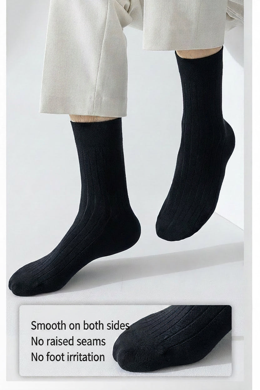 BASIQ Premium Antibacterial Ribbed Crew Socks Solids