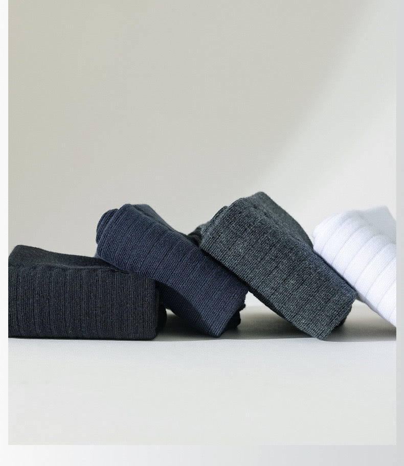 BASIQ Premium Antibacterial Ribbed Crew Socks Solids