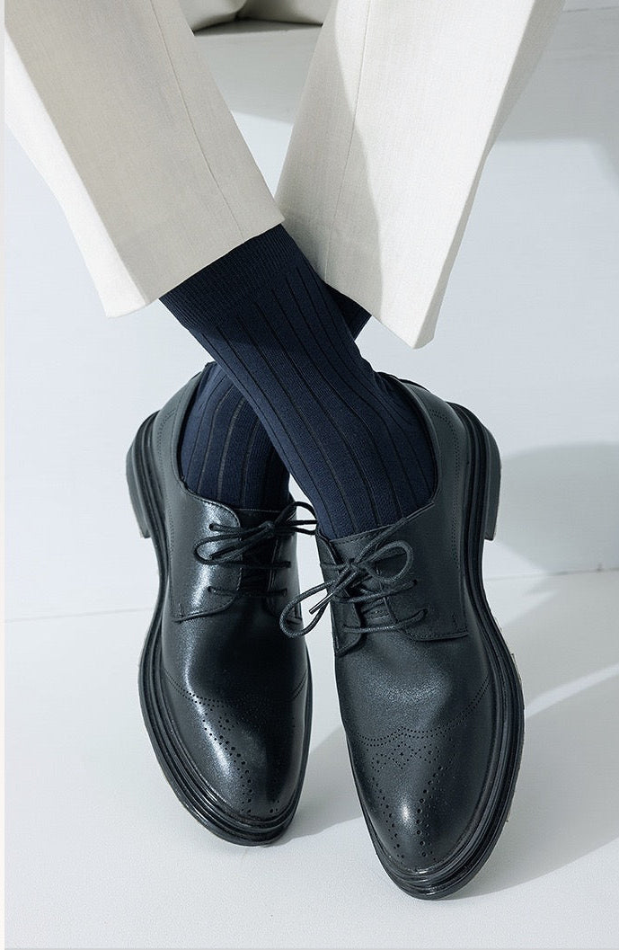 BASIQ Premium Antibacterial Ribbed Crew Socks Solids