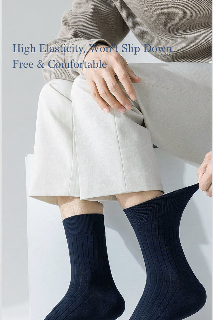 BASIQ Premium Antibacterial Ribbed Crew Socks Solids