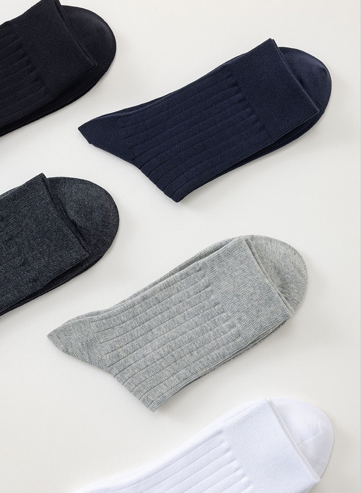 BASIQ Premium Antibacterial Ribbed Crew Socks Solids