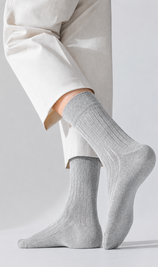 BASIQ Signature Antibacterial Ribbed Crew Socks Solids