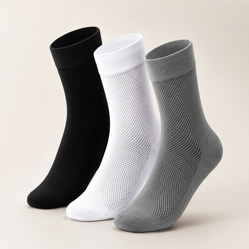3 Pair BASIQ bundle - Airmesh Crew Solid Socks - Men