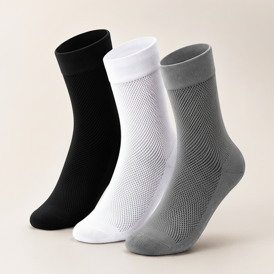 3 Pair BASIQ bundle - Airmesh Crew Solid Socks - Men