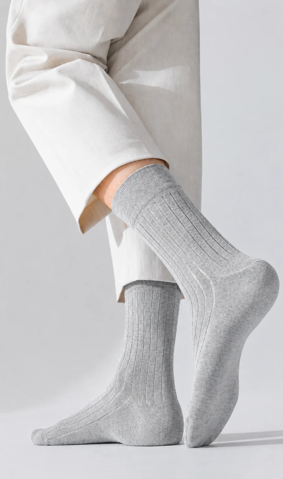 5 Pair BASIQ Bundle - Antibacterial Ribbed Combed Cotton Crew Socks - For Men