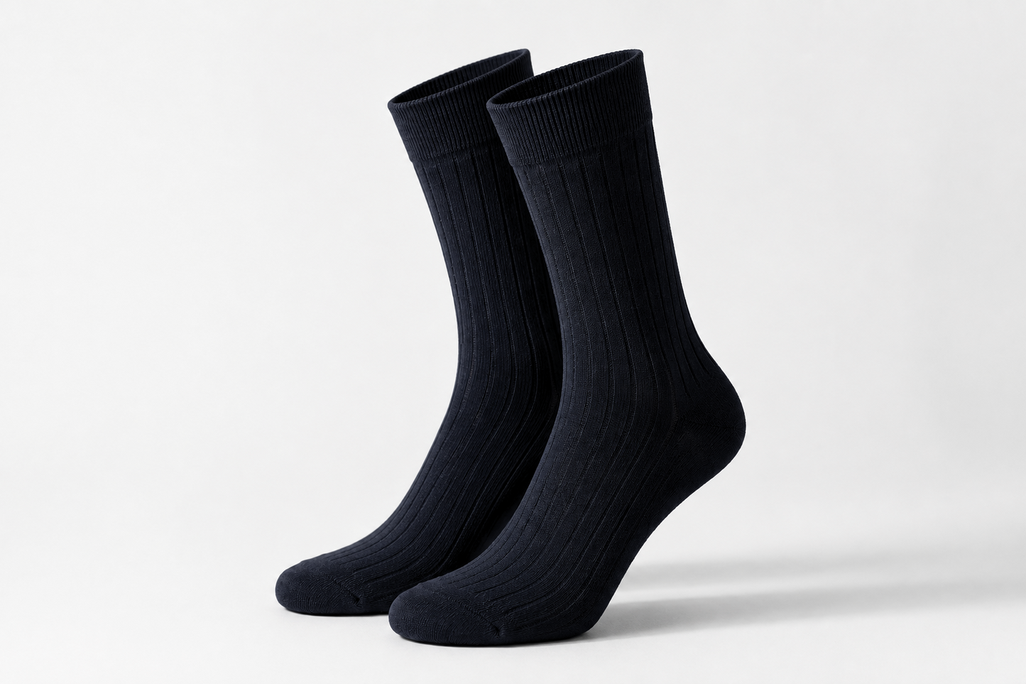 BASIQ™ Premium Ribbed Crew Socks – 95% Cotton | 10A Antibacterial | 200 Needle Knit - Black